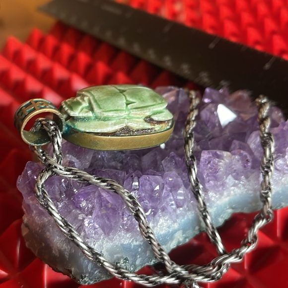 SCARAB W/STERLING SILVER NECKLACE - Picture 8 of 10